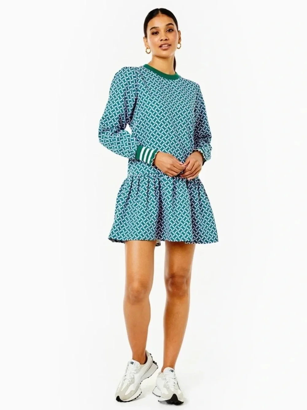 NWT Addison Bay Vine Geo Trellis Print Peplum Drop Waist Flounce Dress Sz XL - Picture 3 of 11